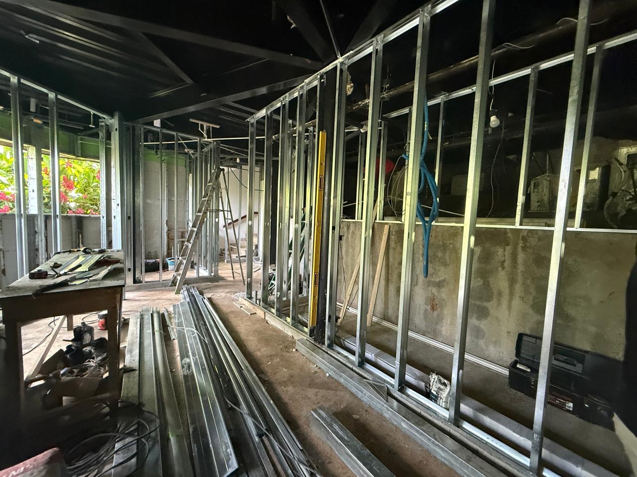 Casa Quivira remodel: new steel-stud framing